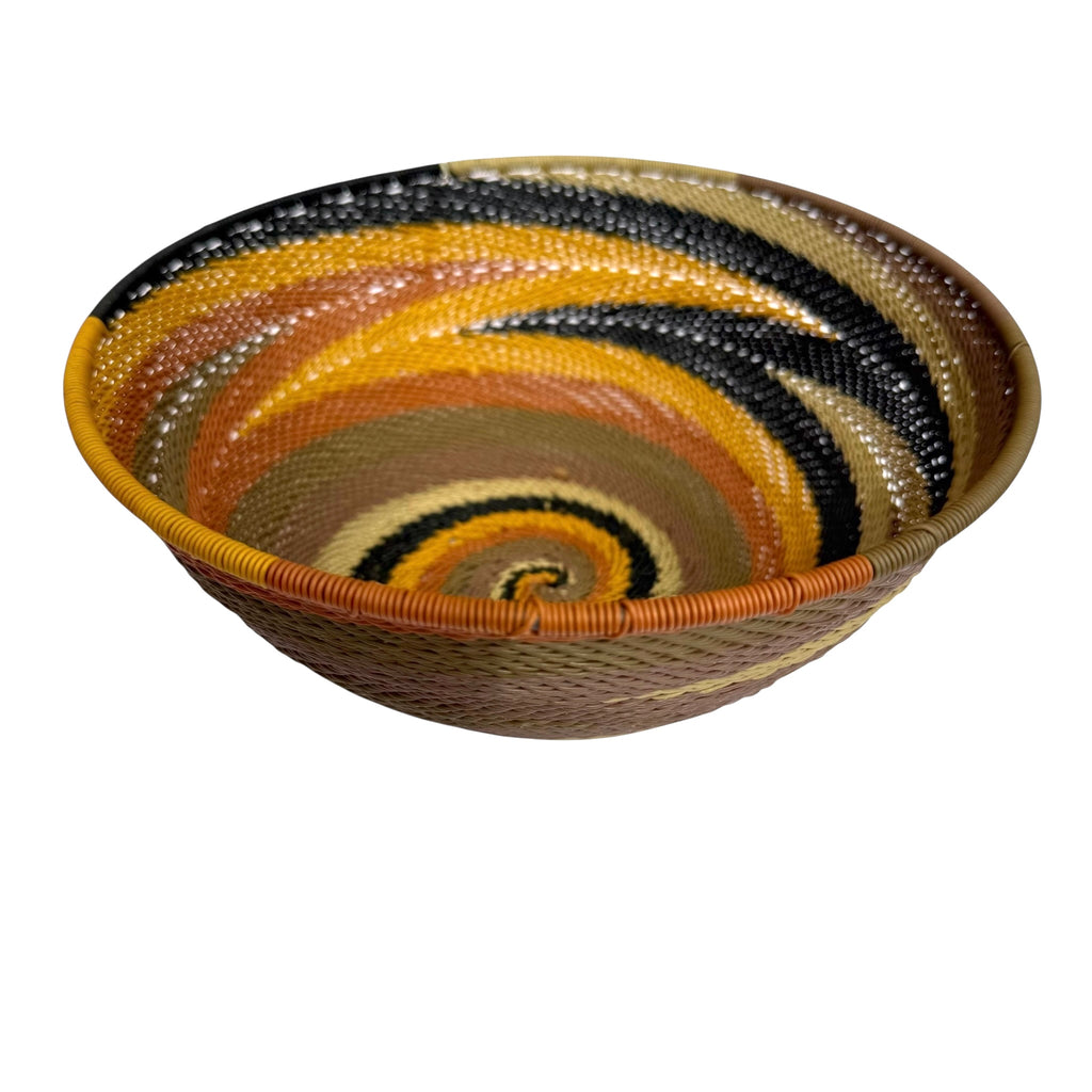 South African Zulu Telephone Wire Bowl Basket #414 - Ananse Village
