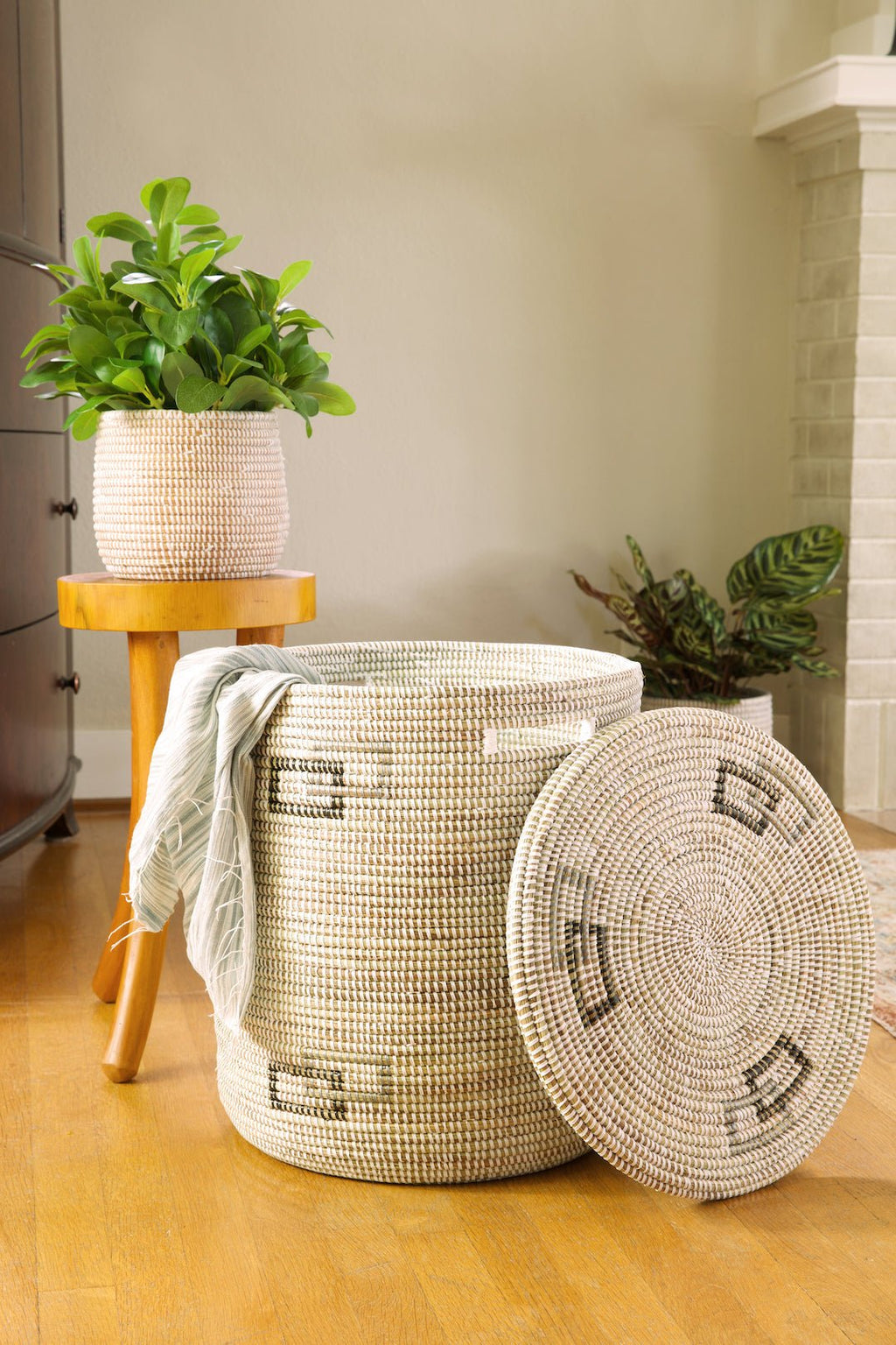 Floating Squares Flat Lid Storage Basket - Ananse Village