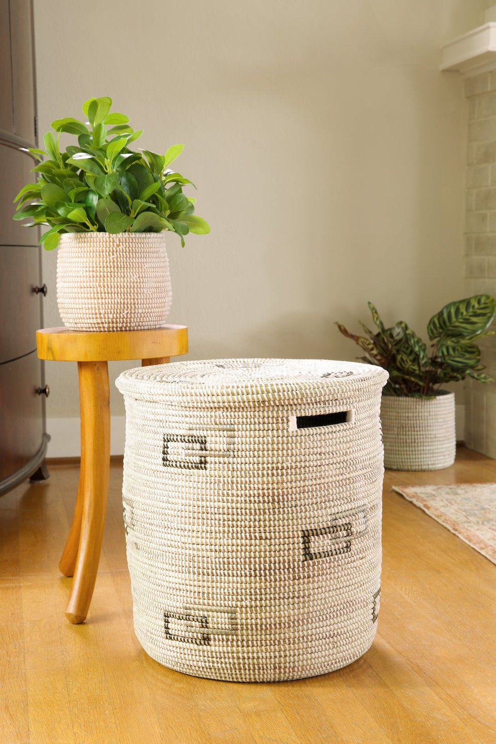 Floating Squares Flat Lid Storage Basket - Ananse Village