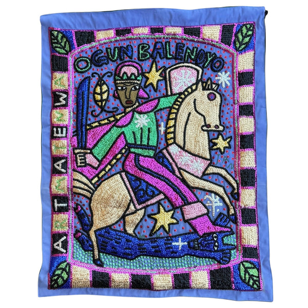Haitian Vodou drapo flag depicting Ogun Balendyo
