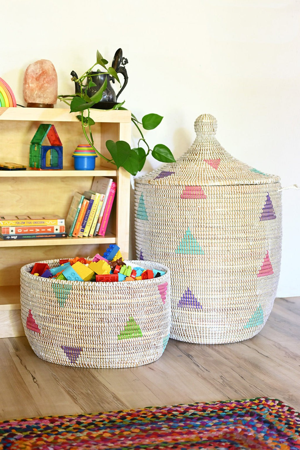 West African Triangles Hamper Basket from Senegal - Ananse Village