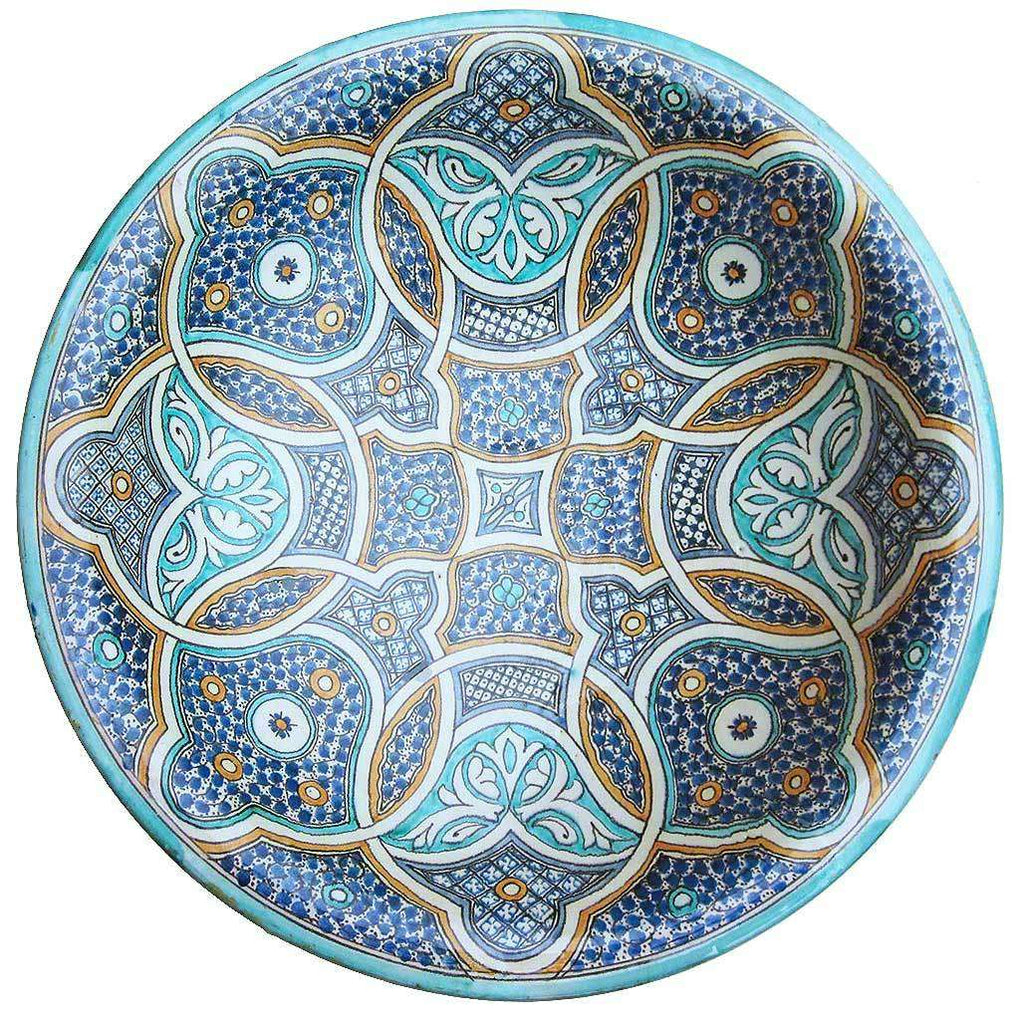 Large Hand-painted Ceramic Moroccan Dish #201,Moroccan Pottery,Ananse Village