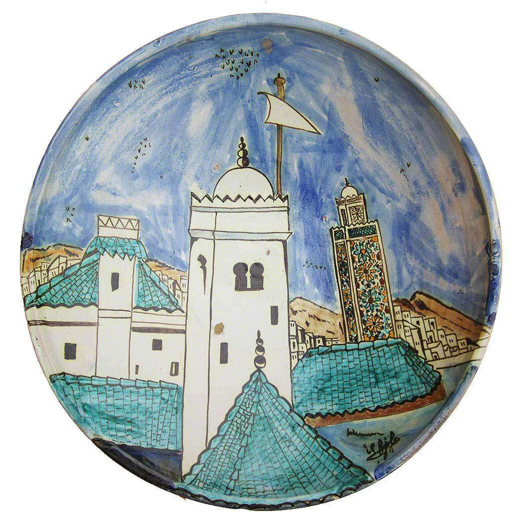 Large Hand-painted Ceramic Moroccan Dish #203,Moroccan Pottery,Ananse Village