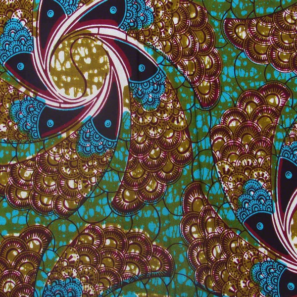 African Wax Print Fabric #210,Wax Print Fabric,Ananse Village