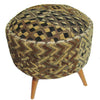 Congolese Kuba Cloth Upholstered Foot Stool #43,Kuba Cloth,,Ananse Village