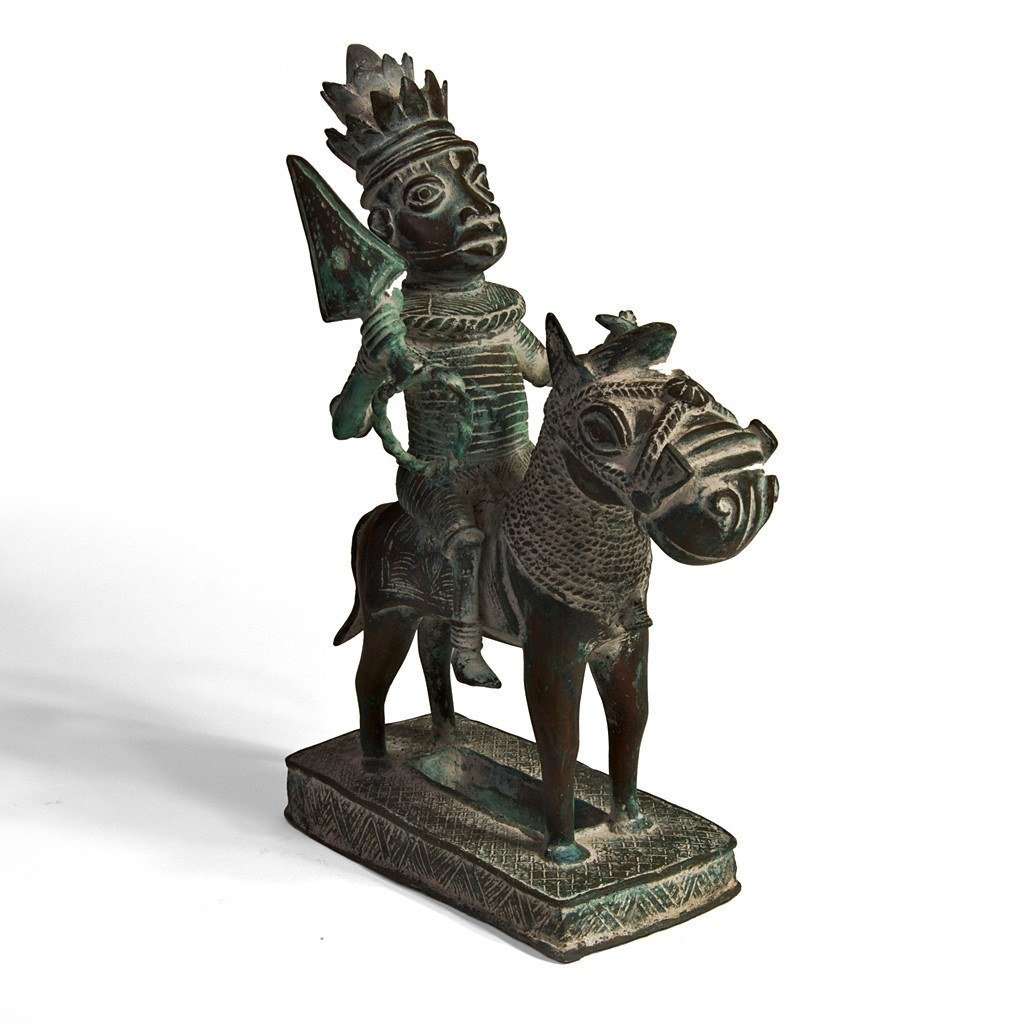 Benin Bronze Warriors on Horseback Vintage West African Art - Ananse Village