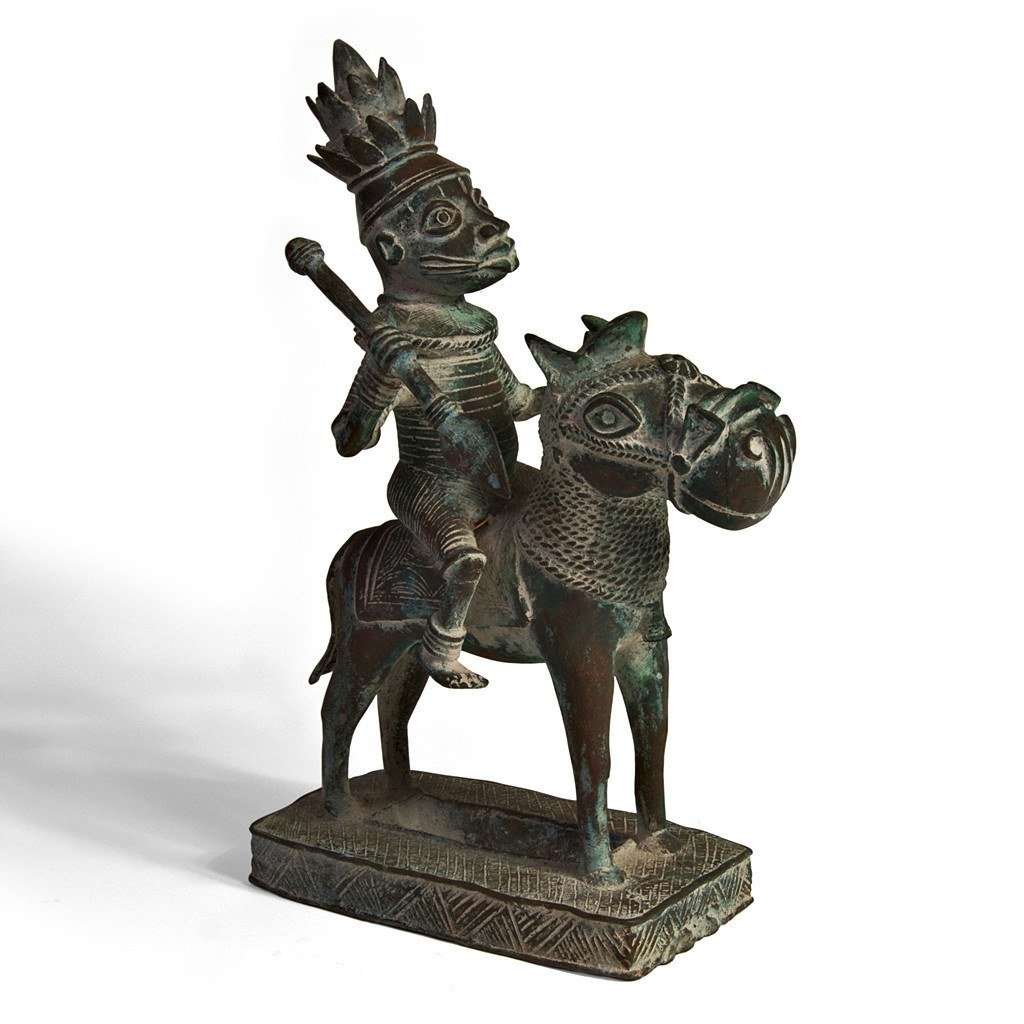 Benin Bronze Warriors on Horseback Vintage West African Art - Ananse Village
