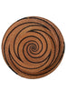 Handmade in South Africa, in brown and black, showcasing local artistry with its round shape and swirling pattern from center to edge.